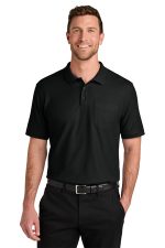 Port Authority Wearever Signature Pique Pocket Polo K200P Deep Black