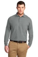 Port Authority Silk Touch Long Sleeve Polo. K500LS Cool Grey