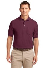 Port Authority Silk Touch Polo with Pocket. K500P Burgundy