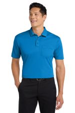 Port Authority Silk Touch Performance Pocket Polo. K540P Brilliant Blue