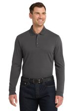 Port Authority EZCotton Long Sleeve Polo. K8000LS Sterling Grey