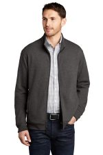 Port Authority Interlock Full-Zip. K809 Charcoal Heather/ Medium Heather Grey