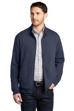 Port Authority Interlock Full-Zip. K809 Estate Blue Heather/ Charcoal Heather