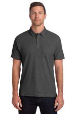 Port Authority C-FREE Cotton Blend Pique Pocket Polo K868 Charcoal Heather