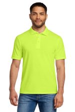 Port & Co Core Blend Jersey Knit Polo. KP55 Safety Green