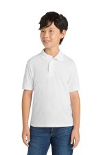 Port & Co Youth Core Blend Jersey Knit Polo. KP55Y White