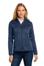 Port Authority Women's Sweater Fleece Jacket. L232 River Blue Navy Heather