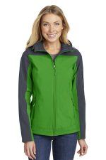 Port Authority Women's Hooded Core Soft Shell Jacket. L335 Vine Green/ Battleship Grey
