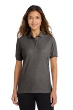 Port Authority Women's Silk Touch Polo. L500 Charcoal Heather Grey