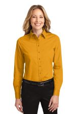 Port Authority Women's Long Sleeve Easy Care Shirt. L608 Athletic Gold/ Light Stone