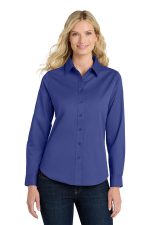 Port Authority Women's Long Sleeve Easy Care Shirt. L608 Mediterranean Blue