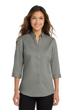 Port Authority Women's 3/4-Sleeve SuperPro Twill Shirt. L665 Monument Grey
