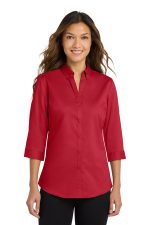 Port Authority Women's 3/4-Sleeve SuperPro Twill Shirt. L665 Rich Red