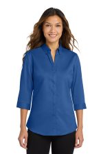 Port Authority Women's 3/4-Sleeve SuperPro Twill Shirt. L665 True Blue