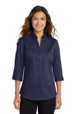 Port Authority Women's 3/4-Sleeve SuperPro Twill Shirt. L665 True Navy