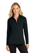 Port Authority Women's C-FREE Double Knit 1/4-Zip LK880 Deep Black