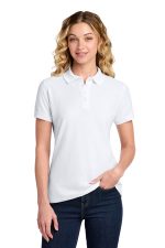 Port & Co Women's Core Blend Pique Polo. LKP155 White
