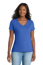 Port & Co Women's Performance Blend V-Neck Tee. LPC381V True Royal