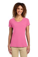 Port & Co Women's Fan Favorite V-Neck Tee. LPC450V New Pink