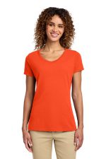 Port & Co Women's Fan Favorite V-Neck Tee. LPC450V Orange