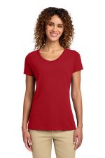 Port & Co Women's Fan Favorite V-Neck Tee. LPC450V Team Cardinal