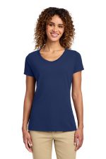Port & Co Women's Fan Favorite V-Neck Tee. LPC450V Team Navy