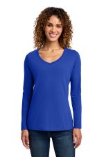 Port & Co Women's Long Sleeve Fan Favorite V-Neck Tee. LPC450VLS True Royal