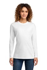 Port & Co Women's Long Sleeve Core Cotton Tee. LPC54LS White