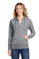 Port & Co Women's Core Fleece Full-Zip Hooded Sweatshirt. LPC78ZH Athletic Heather