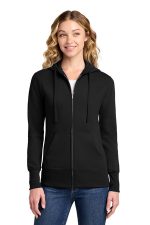Port & Co Women's Core Fleece Full-Zip Hooded Sweatshirt. LPC78ZH Jet Black