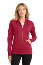 Port & Co Women's Core Fleece Full-Zip Hooded Sweatshirt. LPC78ZH Red