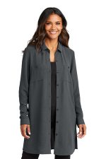 Port Authority Women's Textured Crepe Long Tunic LW715 Graphite