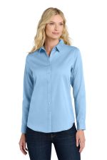 Port Authority Women's Long Sleeve SuperPro React Twill Shirt. LW808 Cloud Blue