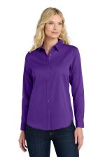 Port Authority Women's Long Sleeve SuperPro React Twill Shirt. LW808 Purple