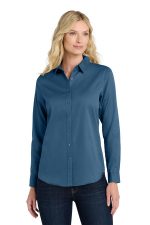 Port Authority Women's Long Sleeve SuperPro React Twill Shirt. LW808 Regatta Blue