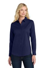 Port Authority Women's Long Sleeve SuperPro React Twill Shirt. LW808 True Navy