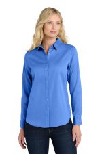 Port Authority Women's Long Sleeve SuperPro React Twill Shirt. LW808 Ultramarine Blue