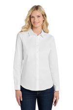 Port Authority Women's Long Sleeve SuperPro React Twill Shirt. LW808 White