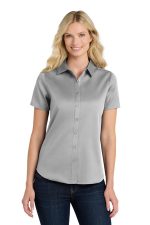 Port Authority Women's Short Sleeve SuperPro React Twill Shirt. LW809 Gusty Grey