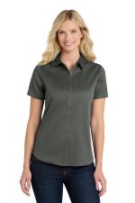 Port Authority Women's Short Sleeve SuperPro React Twill Shirt. LW809 Storm Grey