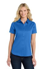 Port Authority Women's Short Sleeve SuperPro React Twill Shirt. LW809 Strong Blue