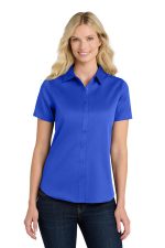 Port Authority Women's Short Sleeve SuperPro React Twill Shirt. LW809 True Royal