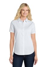 Port Authority Women's Short Sleeve SuperPro React Twill Shirt. LW809 White