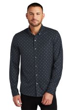 Mercer+Mettle Stretch Jersey Long Sleeve Shirt MM1018 Navy Geo Diamond