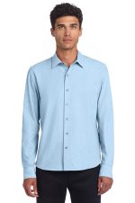 Mercer+Mettle Long Sleeve Stretch Woven Shirt MM2000 Air Blue End On End
