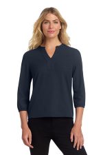 Mercer+Mettle Women's Stretch Crepe 3/4-Sleeve Blouse MM2011 Night Navy