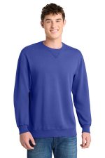 Port & Co Beach Wash Garment-Dyed Crewneck Sweatshirt PC098 Blue Iris