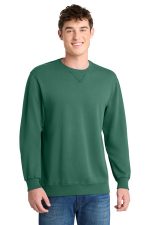 Port & Co Beach Wash Garment-Dyed Crewneck Sweatshirt PC098 Nordic Green