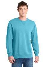 Port & Co Beach Wash Garment-Dyed Crewneck Sweatshirt PC098 Tidal Wave