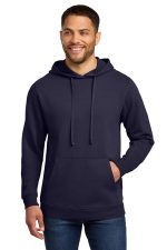 Port & Co Beach Wash Garment-Dyed Pullover Hooded Sweatshirt. PC098H True Navy